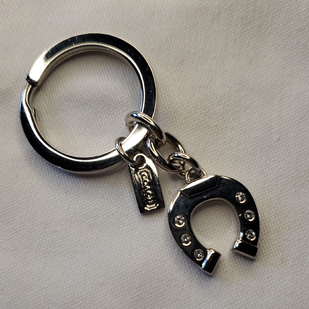 Coach Silver-tone Rhinestone Horseshoe Key Ring